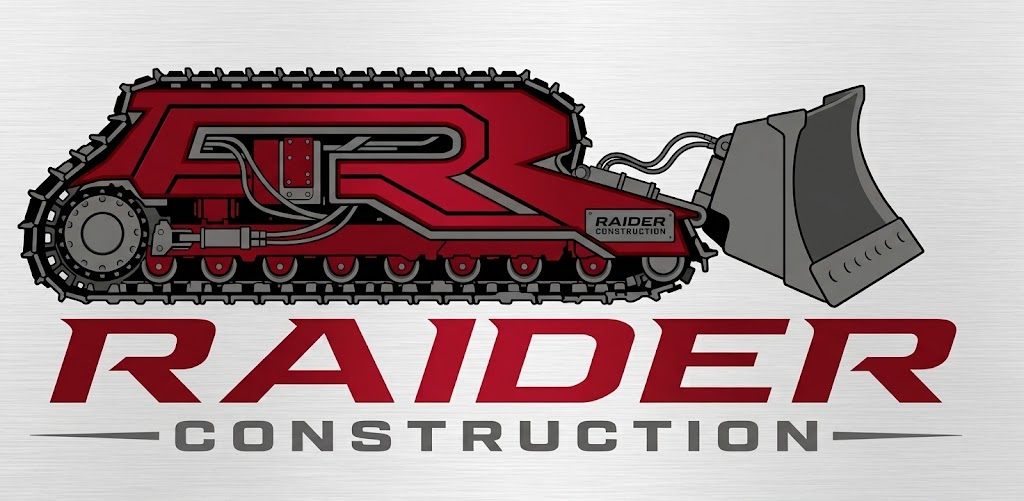 Raider Construction red and steel dozer logo